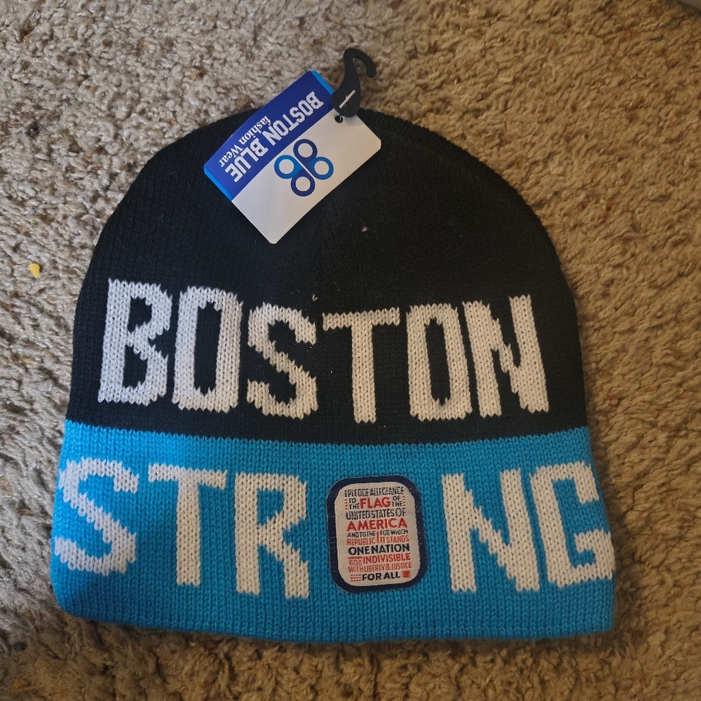 Boston Strong Knit Beanie - Black & Teal